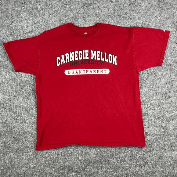 Russell T-Shirt Mens Size L Red Graphic Carnegie Mellon Cotton Tee - Picture 2 of 7